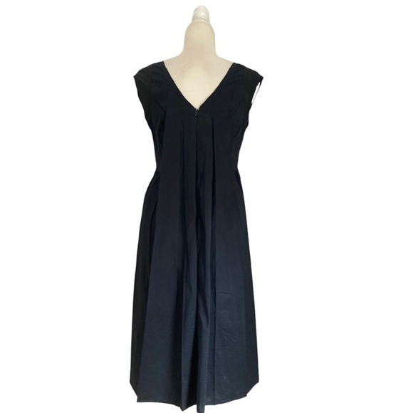 Cotelac V Neck Sleeveless Midi Dress Navy Blue Box Pleat Back Women’s - Picture 4 of 11
